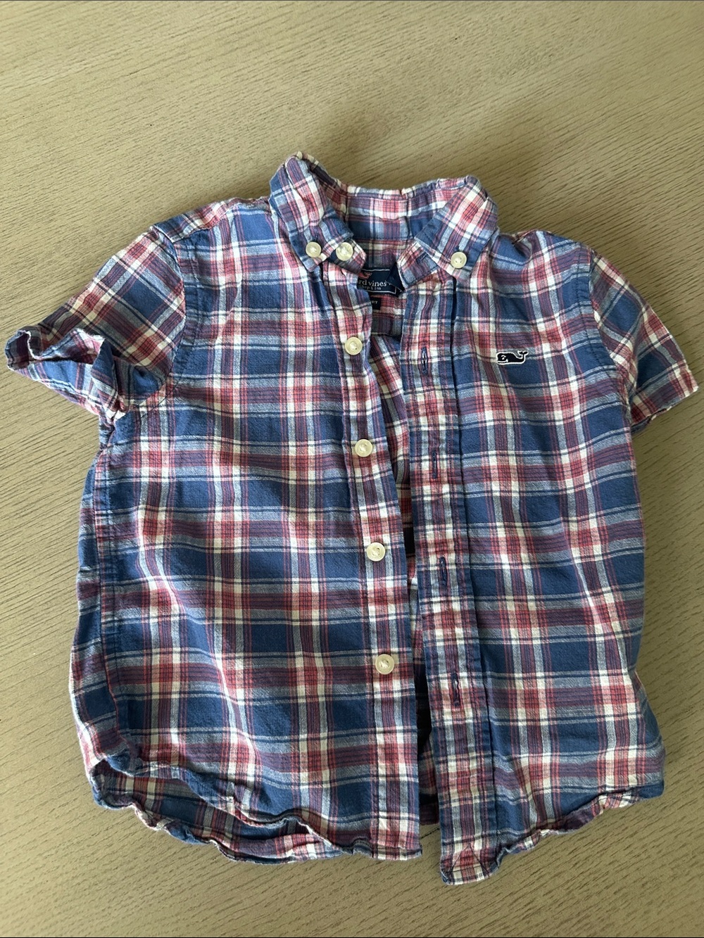 Vineyard Vines Boys Plaid Button-Down Shirt in Blue & Red